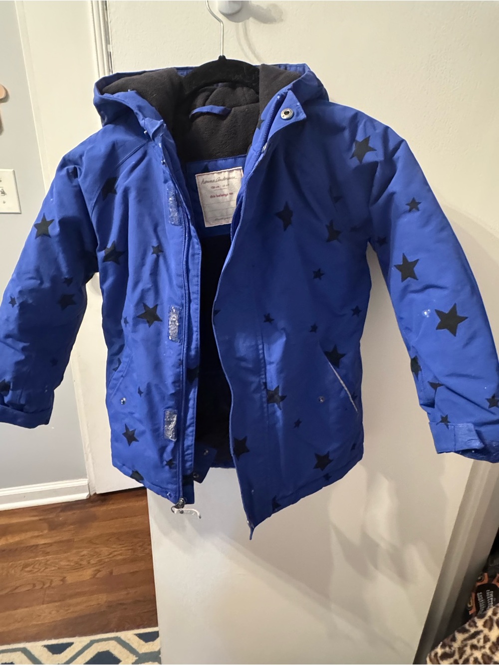 Hanna Andersson Royal Blue Star Hooded Puffer Jacket